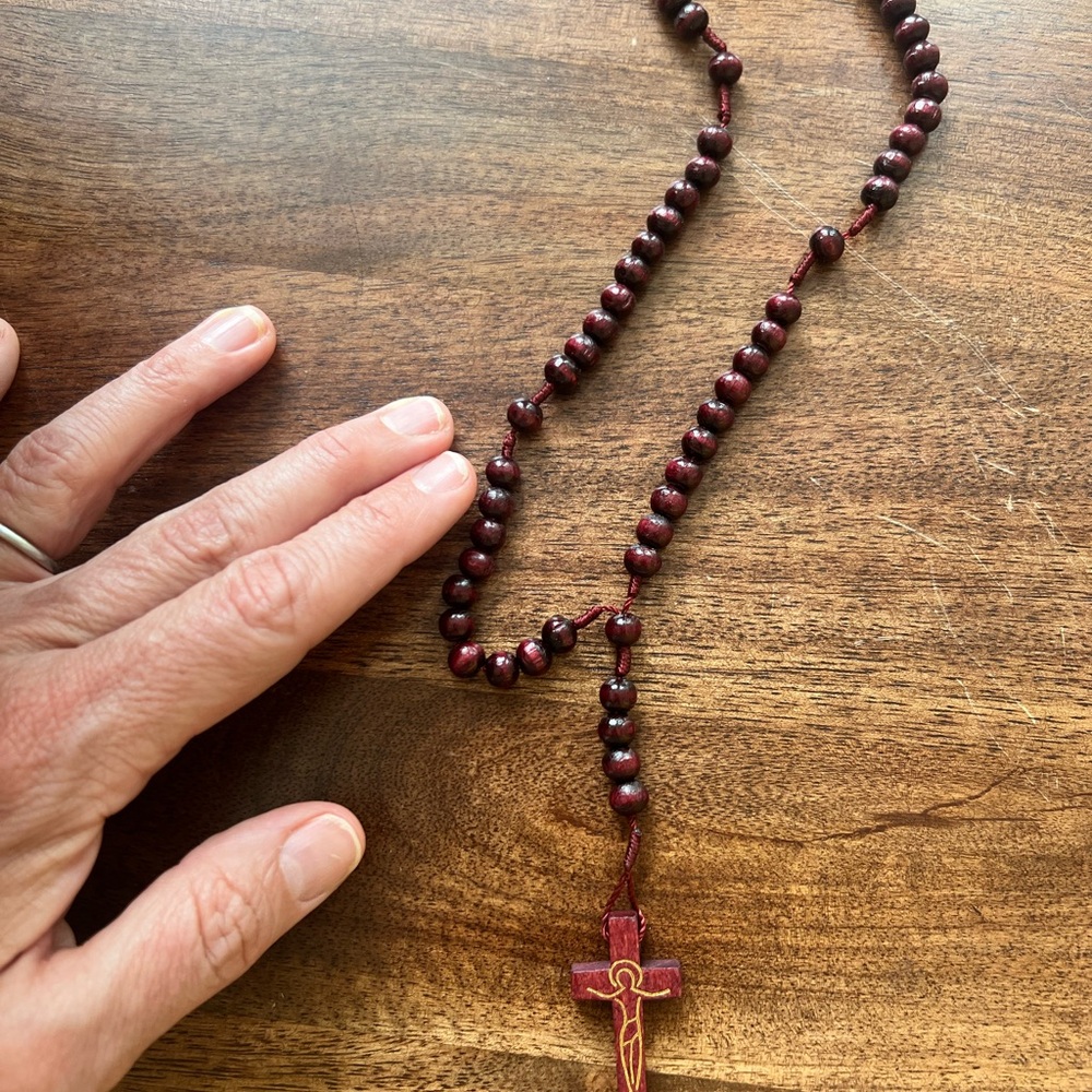 Wooden vintage Rosary Beads with Cross